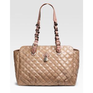 MARC JACOBS Nude Patent Leather Quilted Anabela Satchel